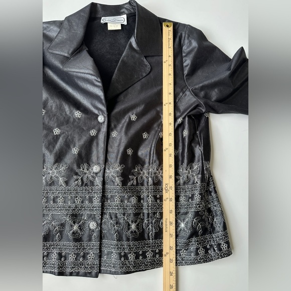 Vintage Saint Germain Paris Black Metallic Embroidered Light Jacket Medium FLAW - Picture 6 of 10